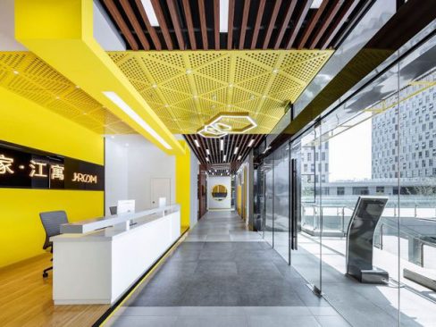昆明现代风格办公室装修设计案例效果图前厅装修图