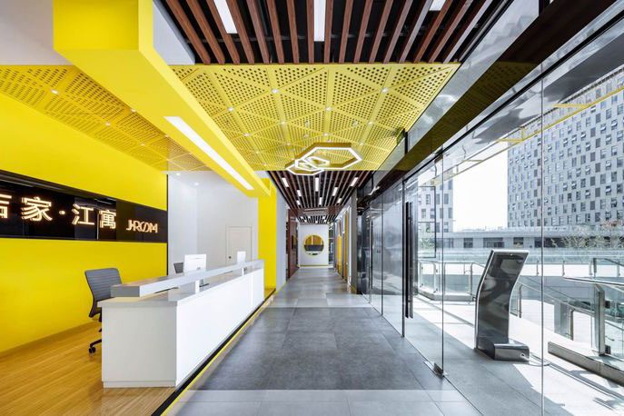 昆明现代风格办公室装修设计案例效果图前厅装修图