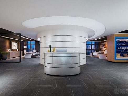 昆明保山现代科技风办公室装修设计前厅效果图