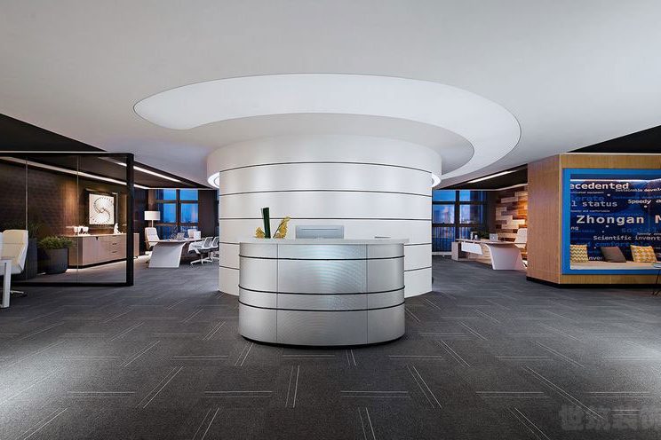 昆明保山现代科技风办公室装修设计前厅效果图