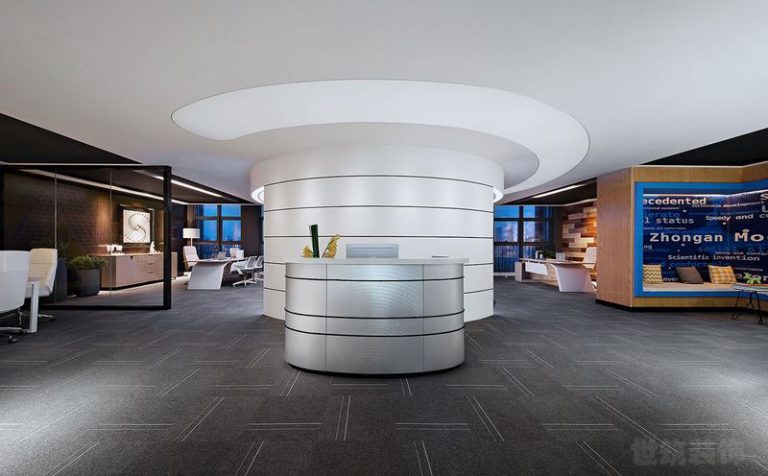 昆明保山现代科技风办公室装修设计前厅效果图