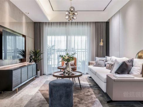 昆明晋宁轻奢风格家装工程装修案例客厅效果图