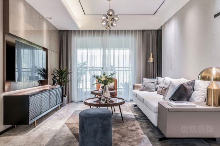 昆明晋宁轻奢风格家装工程装修案例客厅效果图