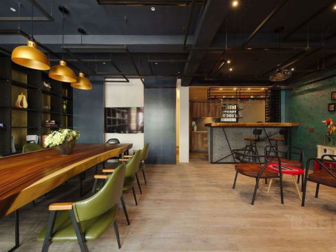 云南大理工业风格办公室装修休闲区效果图