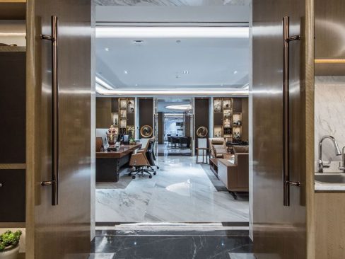 昆明瑞丽中式轻奢风办公室设计方案办公区效果图