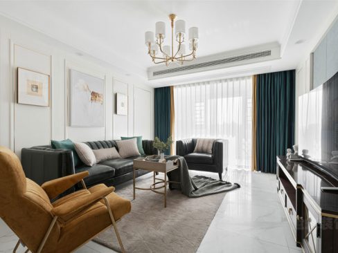 昆明五华区美式轻奢风家居装修设计效果图客厅装修图