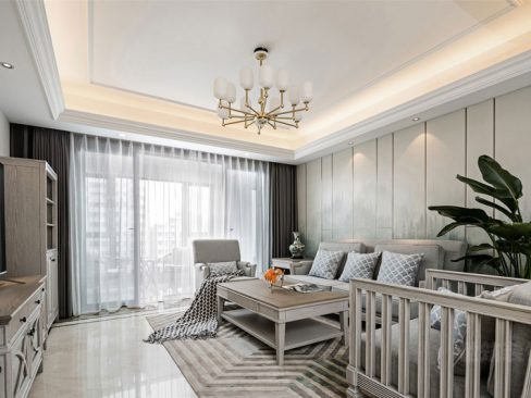 昆明美式现代风格家庭新房装修客厅效果图