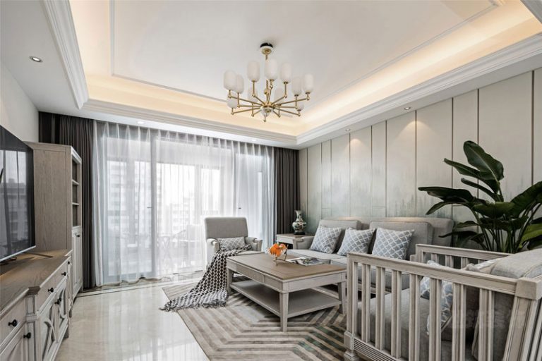 昆明美式现代风格家庭新房装修客厅效果图