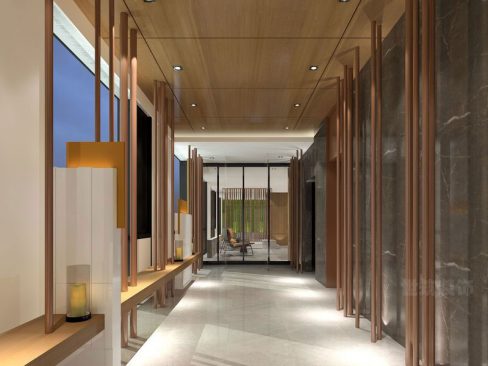 昆明西山区简约中式办公室装修走廊效果图