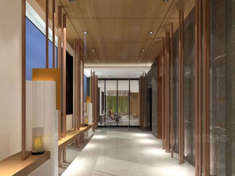 昆明西山区简约中式办公室装修走廊效果图