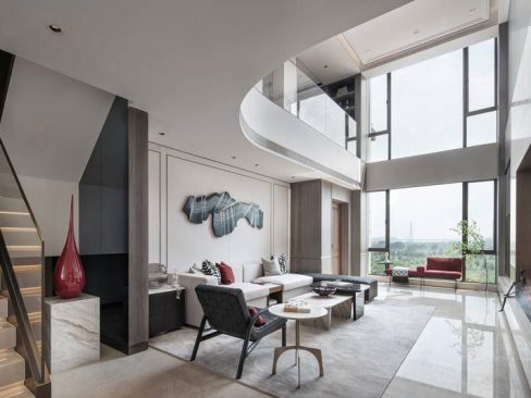 昆明盘龙区轻奢新中式家装工程装修案例客厅效果图