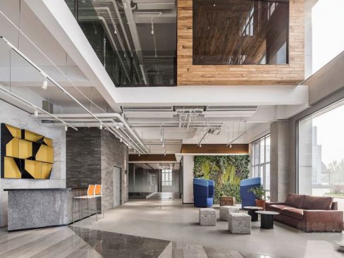 昆明北欧工业风办公室装修案例大堂效果图