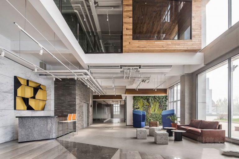 昆明北欧工业风办公室装修案例大堂效果图