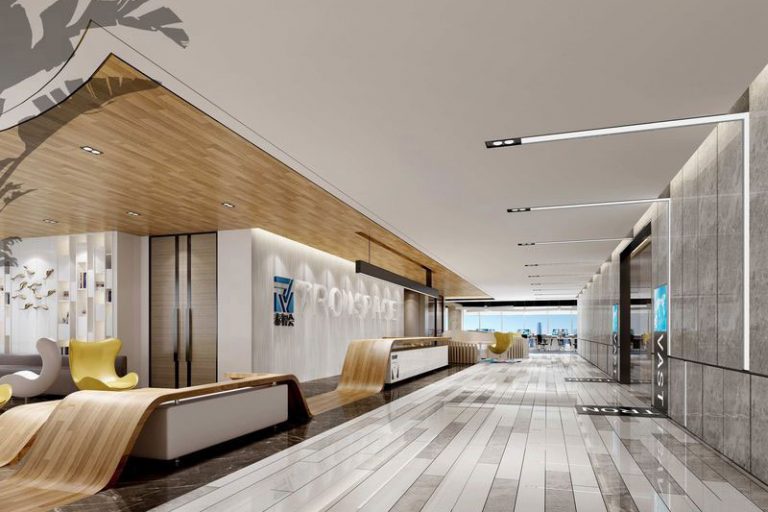 昆明嵩明现代风格办公室装修大堂效果图
