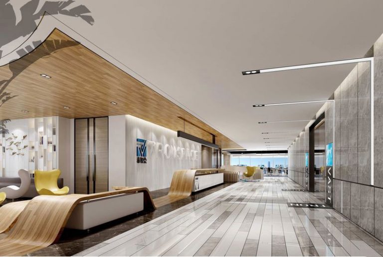 昆明嵩明现代风格办公室装修大堂效果图