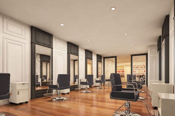 昆明呈贡区简欧风格美发店装修方案理发区效果图