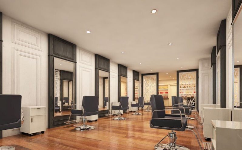 昆明呈贡区简欧风格美发店装修方案理发区效果图