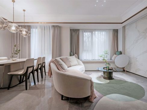 昆明呈贡简约轻奢风新房装修客餐厅效果图