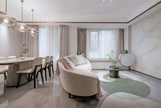 昆明呈贡简约轻奢风新房装修客餐厅效果图