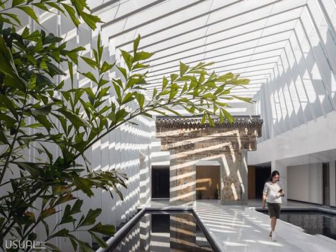 昆明普洱中式现代风办公室装修施工方案艺术走廊效果图