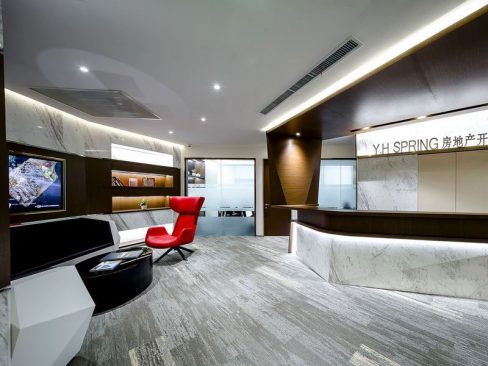 云南轻奢风格办公室装修设计等候区效果图