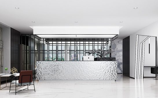 昆明盘龙区现代风格美发店装修设计前厅效果图