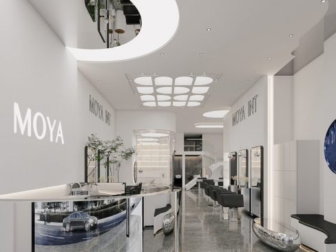 昆明五华区轻奢风格美发店装修工程案例前厅效果图