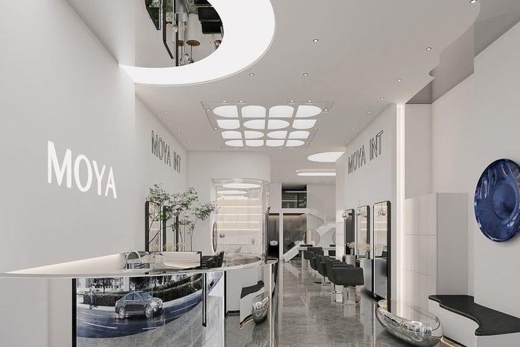 昆明五华区轻奢风格美发店装修工程案例前厅效果图