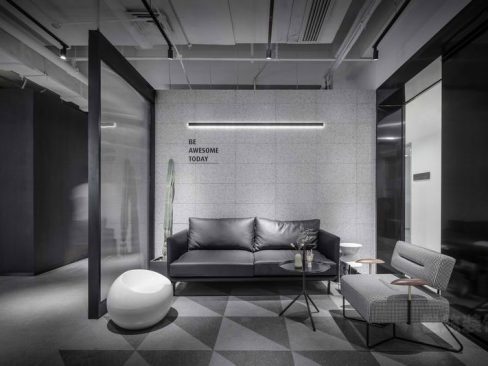 西双版纳现代风格办公室装修案例接待区效果图