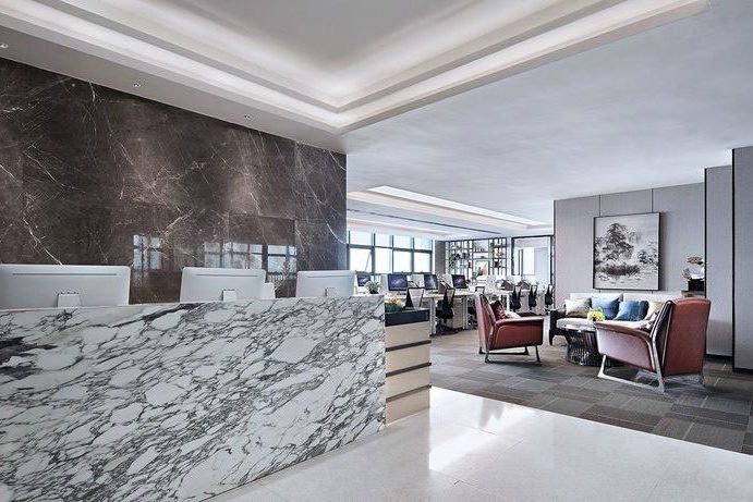 昆明西山区轻奢风格办公室装修前厅设计图