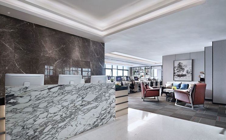 昆明西山区轻奢风格办公室装修前厅设计图