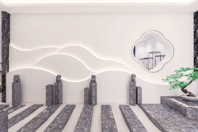 昆明盘龙区中式轻奢风办公室装修设计图艺术景观效果图