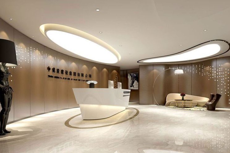 云南昆明盘龙区现代混搭风办公室装修图前厅效果图