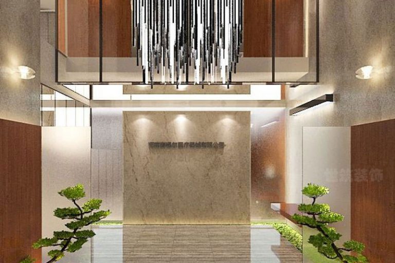 昆明盘龙区暖色现代风办公室装修设计廊厅效果图