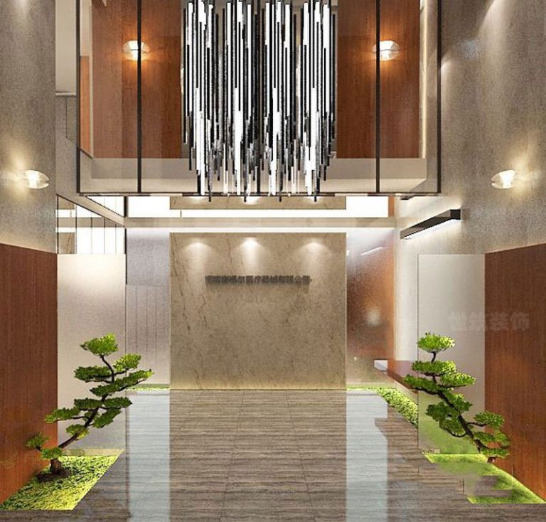 昆明盘龙区暖色现代风办公室装修设计廊厅效果图