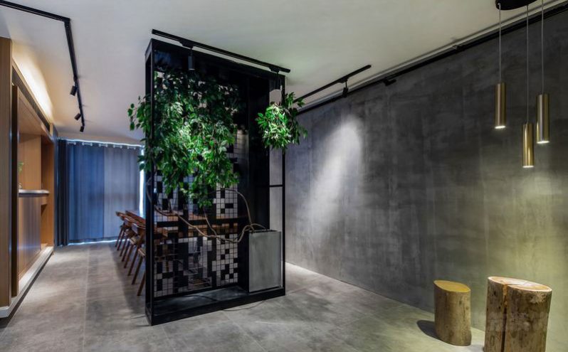 昆明官渡区中式办公室装修洽谈区效果图