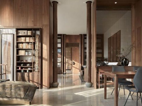 昆明曲靖新中式办公室装修公司案例接待区效果图