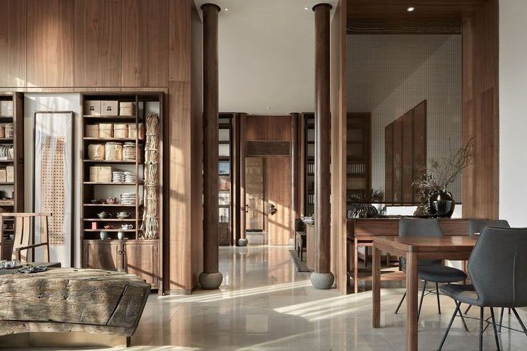 昆明曲靖新中式办公室装修公司案例接待区效果图