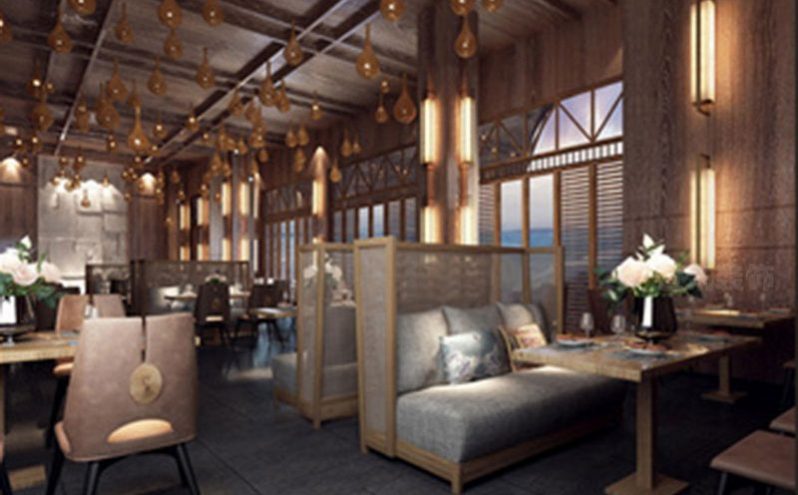 昆明西山区简约风格快捷酒店装修设计餐厅空间效果图