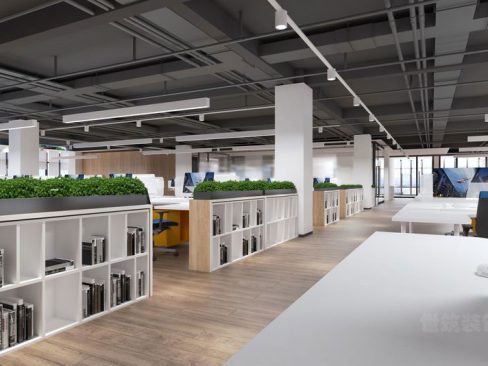 大型办公室装修设计效果图办公区装修图