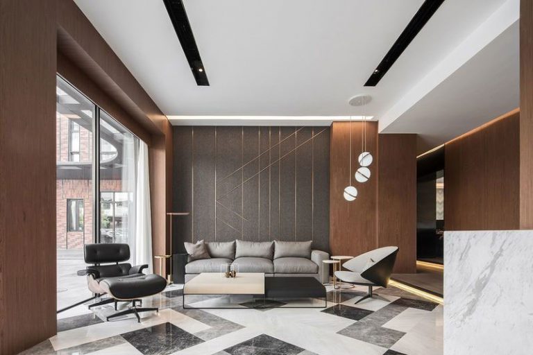 云南禄劝现代美式办公室装修接待区效果图