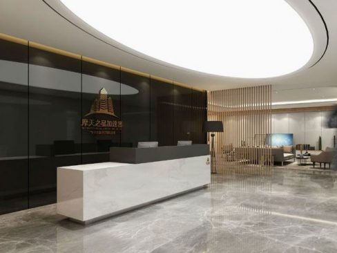 昆明盘龙区现代风格办公室装修前厅效果图