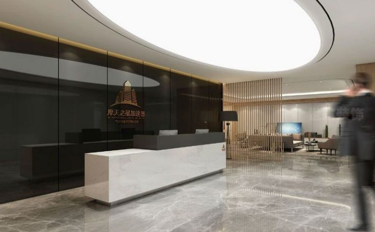 昆明盘龙区现代风格办公室装修前厅效果图