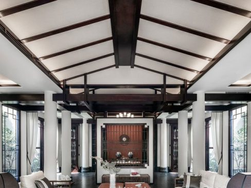 昆明盘龙区中式办公室装修设计效果图接待区装修图