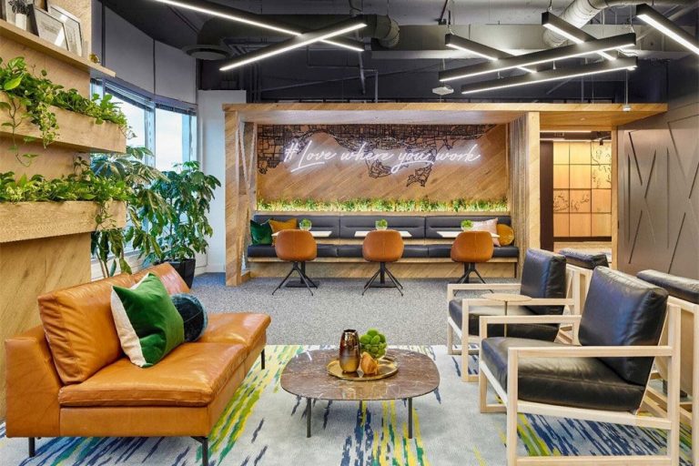 北欧工业风办公区接待空间装修图