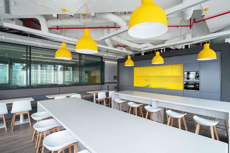 北欧工业风办公室员工餐厅装修图