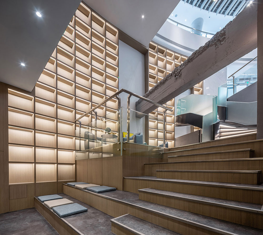 北欧工业风商业办公空间休闲阅览室楼梯走道装饰装修图