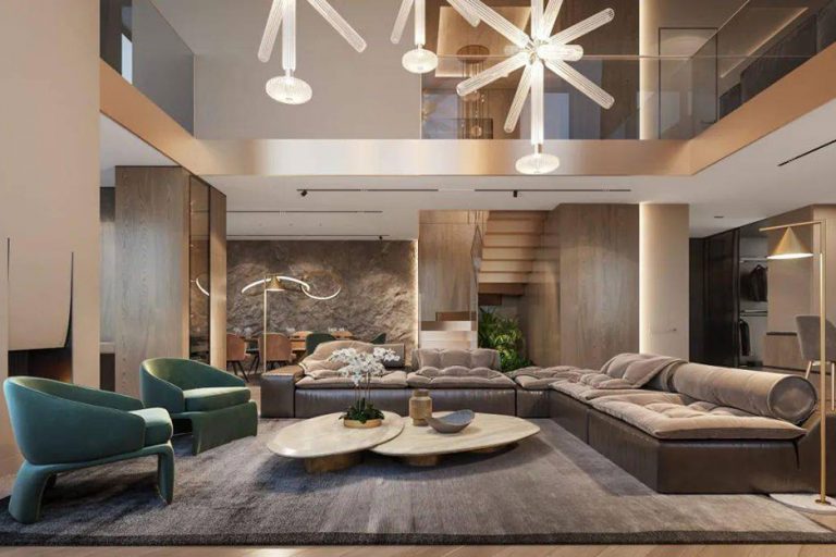 简约风格复式家居客厅案例效果图