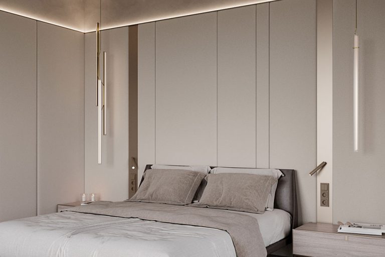 轻奢风格家庭住宅案例主卧空间效果图