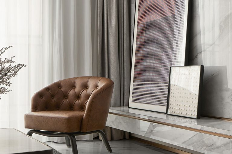 轻奢风格家装设计案例客厅休闲区效果图